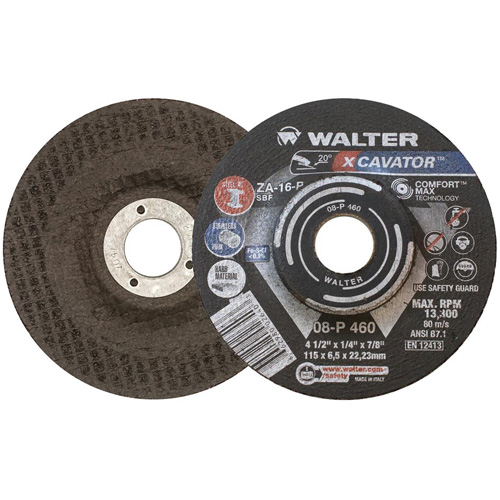 XCAVATOR Grinding Wheel, 4-1/2" x 1/4", 7/8" Arbor, Zirconium, Type 27 Mukwa Safety Services
