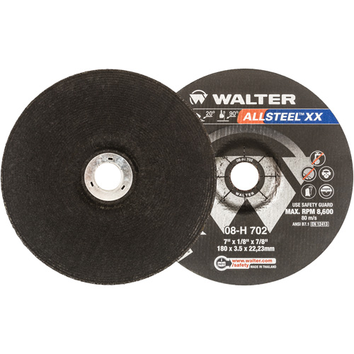 ALLSTEEL XX Depressed Centre Grinding Wheels, 7" x 1/8", 7/8" Arbor, Type 27 Mukwa Safety Services