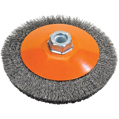 Meule soucoupe &agrave; fils cr&ecirc;p&eacute;s, 6" dia., Fils 0,012", Arbre 5/8"-11 Mukwa Safety Services