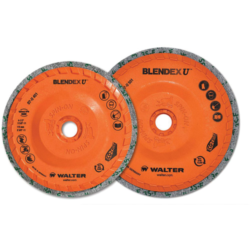 Brosse coupe de finition Blendex U, 4-1/2" dia., Grain Fin, Carbure de silicium Mukwa Safety Services