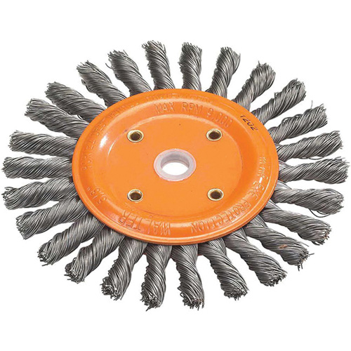 Knot-Twisted Wire Bench Wheel, 6" Dia., 0.0118" Fill, 5/8" Arbor, Steel Mukwa Safety Services