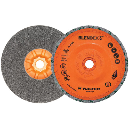 Brosse coupe de finition Blendex U, 5" dia., Grain Fin, Carbure de silicium Mukwa Safety Services