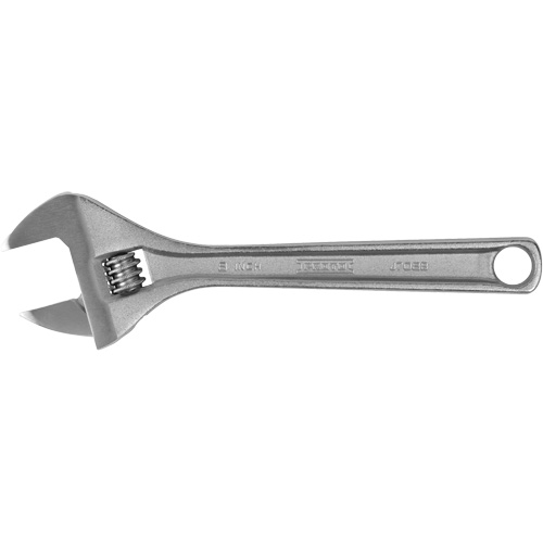 Adjustable Wrench, 8" L, 1-7/32" Max Width, Chrome Mukwa Safety Services
