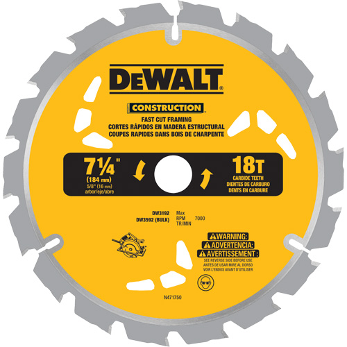 Fast Cut Framing Carbide-Tipped Saw Blade, 7-1/4", 18 Teeth, Wood Use Mukwa Safety Services