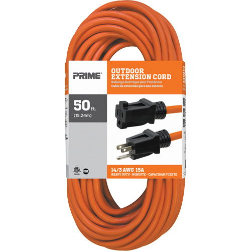 Cordon rallonge en vinyle, Ext&eacute;rieur, SJTW, AWG 14/3, 15 A, 50' Mukwa Safety Services