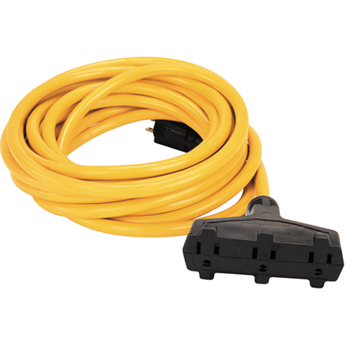 Vinyl Extension Cord, Outdoor, SJTW, 14/3 AWG, 15 A, 3 Outlet(s), 50' Mukwa Safety Services