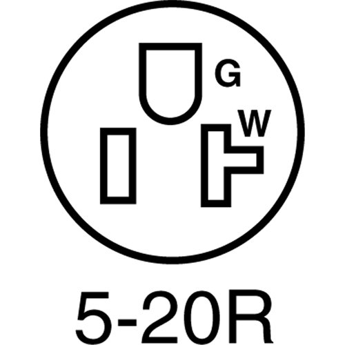 2-Pole 3-Wire Grounding Straight Blade Connector, 5-20P, Nylon Mukwa Safety Services