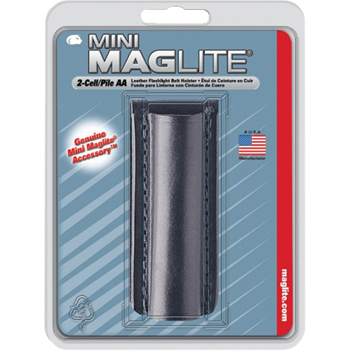 Leather Belt Holster for 2-Cell AA Flashlights, Flashlight Holder, Leather, 1 Pockets Mukwa Safety Services