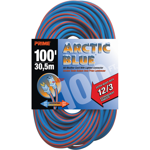 Cordon rallonge verrouillable toute saison en caoutchouc TPE Arctic Blue, Toutes saisons, SJEOW, AWG 12/3, 15 A, 100' Mukwa Safety Services