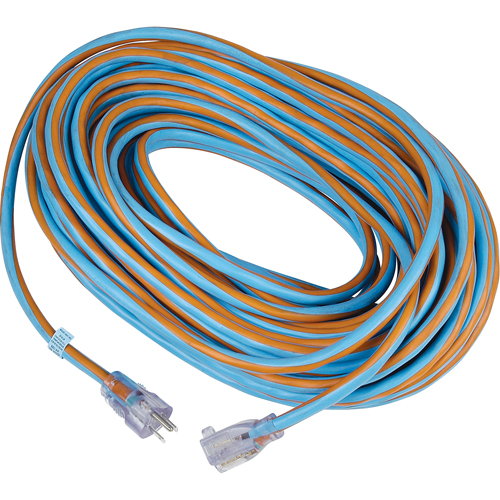 Cordon rallonge verrouillable toute saison en caoutchouc TPE Arctic Blue, Toutes saisons, SJEOW, AWG 12/3, 15 A, 100' Mukwa Safety Services