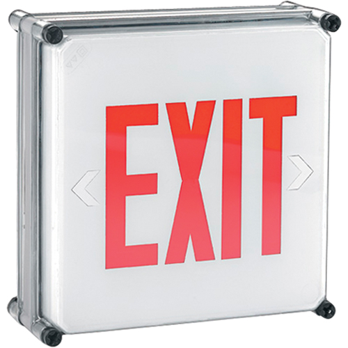 Aqua NEMA 4x Exit Signs, LED, Hardwired, 11-3/4" L x 11-3/4" W, English Mukwa Safety Services
