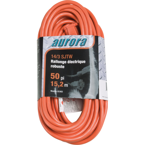 Cordon rallonge en vinyle, Ext&eacute;rieur, SJTW, AWG 14/3, 15 A, 50' Mukwa Safety Services