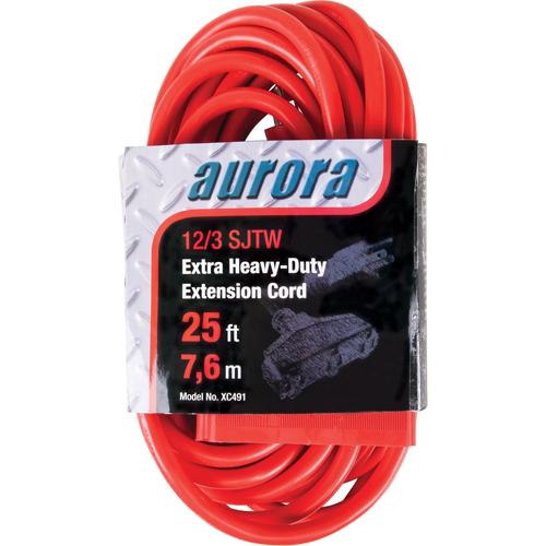 Vinyl Extension Cord, Outdoor, SJTW, 12/3 AWG, 15 A, 3 Outlet(s), 25' Mukwa Safety Services