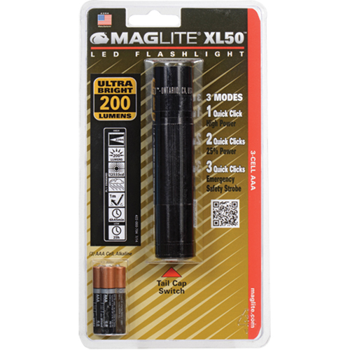 Lampes de poche XL50, DEL, 200 lumens, Piles AAA Mukwa Safety Services