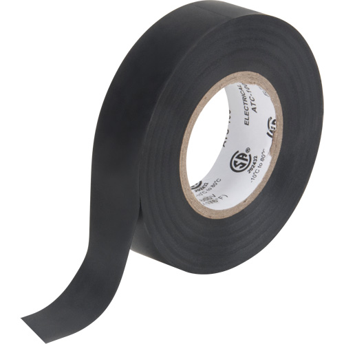 Electrical Tape, 19 mm (3/4") x 18 M (60'), Black, 7 mils Mukwa Safety Services