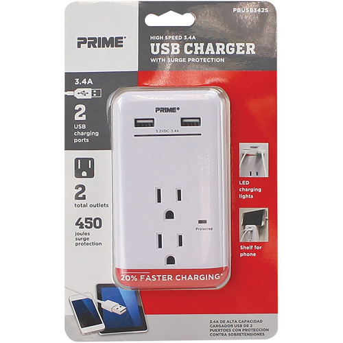 Prime&reg; USB Charger with Surge Protector Mukwa Safety Services