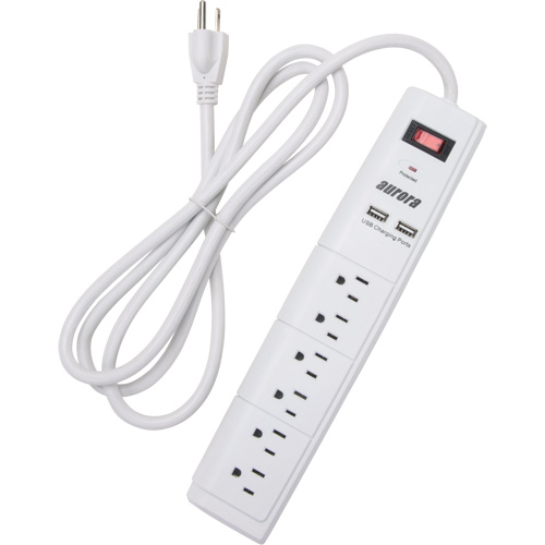 Limiteur de surtension avec chargeur USB, 6 Prises, 1200 J, 1875 W, Cordon 6' Mukwa Safety Services