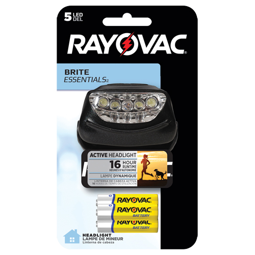 Lampe frontale Brite Essentials, DEL, 14 lumens, 16 hres de fonctionnement, piles AAA Mukwa Safety Services