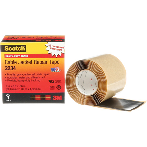 Ruban de r&eacute;paration de gaines pour c&acirc;bles Scotch, 51 mm (2") x 1,8 m (6'), Noir, 60 mils Mukwa Safety Services