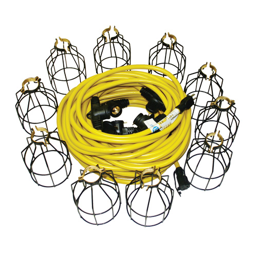 LED Stringlights, 10 Lights, 100' L, Metal Housing Mukwa Safety Services