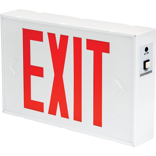 Exit Sign, LED, Battery Operated/Hardwired, 12-1/5" L x 7-1/2" W, English Mukwa Safety Services