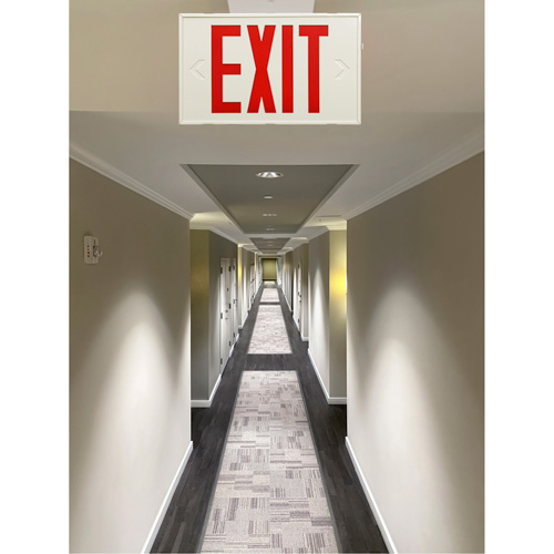 Exit Sign, LED, Battery Operated/Hardwired, 12-1/5" L x 7-1/2" W, English Mukwa Safety Services