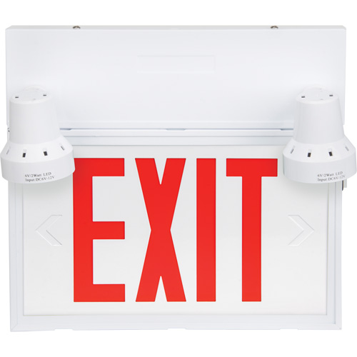 Enseigne de sortie avec &eacute;clairage de s&eacute;curit&eacute;, DEL, &agrave; piles/&agrave; raccordement fixe, 12-1/10" lo x 11" la, Anglais Mukwa Safety Services