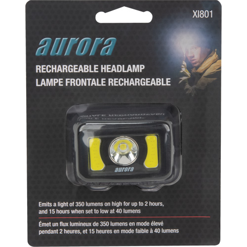 Lampe frontale, DEL, 350 lumens, 2 hres de fonctionnement, piles Rechargeable Mukwa Safety Services