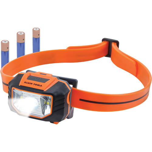 Lampe frontale avec bandeau en silicone pour casque de s&eacute;curit&eacute;, DEL, Piles AAA, Plastique Mukwa Safety Services