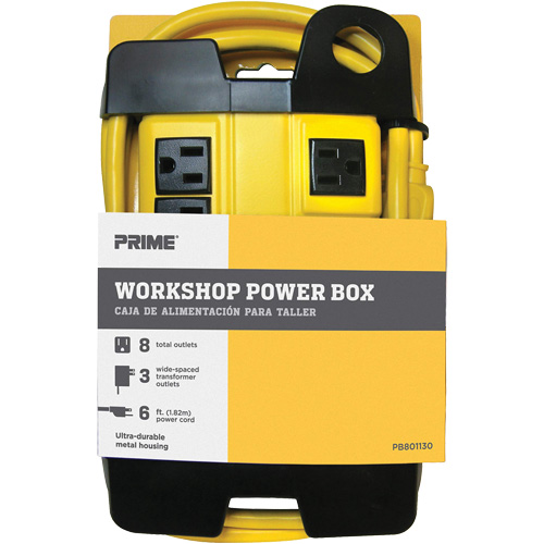Bloc d'alimentation pour atelier, 8 Prise(s), 6', 15 A, 1875 W, 125 V Mukwa Safety Services