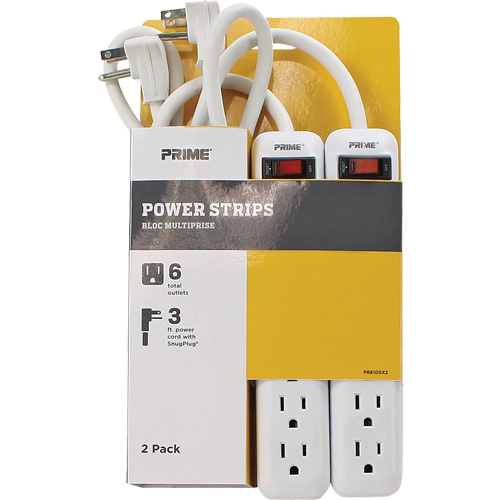 Power Strip 2-Pack, 6 Outlet(s), 3', 15 A, 1875 W, 125 V Mukwa Safety Services