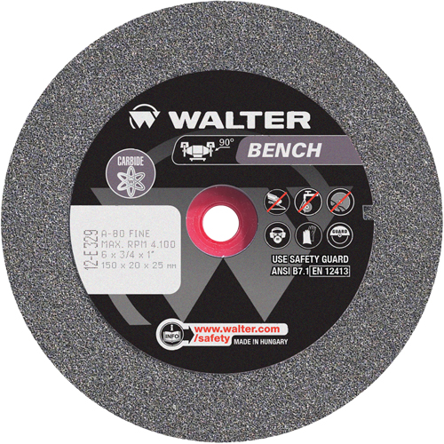 Bench Grinding Wheel, 6" x 3/4", 1" Arbor, 1 Mukwa Safety Services
