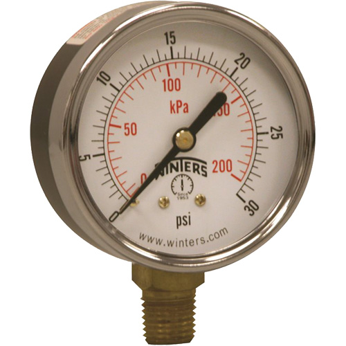 Economy Pressure Gauge, 2-1/2" , 0 - 30 psi, Bottom Mount, Analogue Mukwa Safety Services