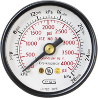 Pressure Gauges, 1-1/2" , 0 - 4000 psi, Back Mount, Analogue Mukwa Safety Services