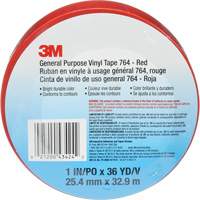 Ruban en vinyle pour travaux g&eacute;n&eacute;raux 764, 25,4 mm (1") la x 32,9 m (108') lo, 5 mils, Rouge Mukwa Safety Services