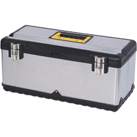 JPSTB-22 Stainless Steel Hand Tool Box, 11" D x 22-1/2" W x 10-3/4" H, Black/Grey Mukwa Safety Services