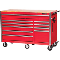 PRC5610 Pro Series Roller Cabinet, 10 Drawers, 55-9/10" W x 24-1/10" D x 39-7/10" H, Red Mukwa Safety Services