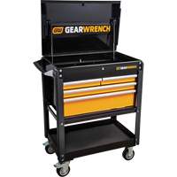 Utility Cart, 4 Drawers, 33" L x 21" W x 42" H, Black/Orange Mukwa Safety Services