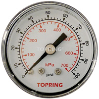 Pressure Gauge, 1-1/2" , 0 - 100 psi, Back Mount, Analogue Mukwa Safety Services