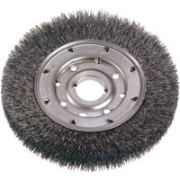 Crimped Wire Wheel Brushes - Narrow Face, 6" Dia., 0.014" Fill, 1-1/4" Arbor Mukwa Safety Services