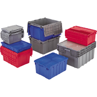 Flipak&reg; Polyethylene Plastic (PE) Distribution Containers, 11.8" x 9.8" x 7.7", Grey Mukwa Safety Services