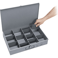 Boîtes &agrave; compartiments ajustables, Acier, Variable compartiments, 18" la x 12" p, 3" h, Gris Mukwa Safety Services