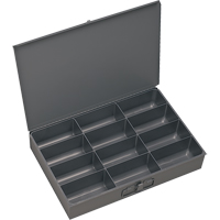 Compartment Scoop Boxes, Steel, 12 Slots, 18" W x 12" D x 3" H, Grey Mukwa Safety Services