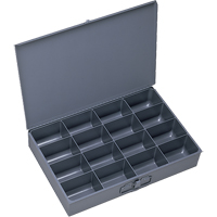 Compartment Scoop Boxes, Steel, 16 Slots, 18" W x 12" D x 3" H, Grey Mukwa Safety Services