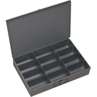 Compartment Scoop Boxes, Steel, 12 Slots, 13 3/8" W x 9-1/4" D x 2" H, Grey Mukwa Safety Services