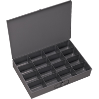Boîtes &agrave; fond courb&eacute;, Acier, 16 compartiments, 13-3/8" la x 9-1/4" p, 2" h, Gris Mukwa Safety Services