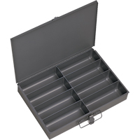 Compartment Scoop Boxes, Steel, 8 Slots, 13-3/8" W x 9-1/4" D x 2" H, Grey Mukwa Safety Services