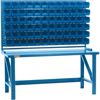 Louvered Rack with Bins, 36 Bins, 72" W x 15" D x 40" H Mukwa Safety Services
