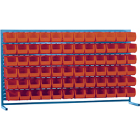 Rayonnage &agrave; persienne avec bacs, 72 bacs, 72" la x 15" p x 40" h Mukwa Safety Services
