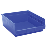 Shelf Bins, 11-1/8" W x 4" H x 11-5/8" D, Blue, 30 lbs. Capacity Mukwa Safety Services